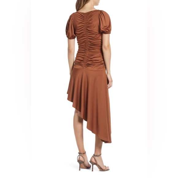 Maxine Puff Sleeve Twist Front Asymmetric Hem Dress - Picture 2 of 12